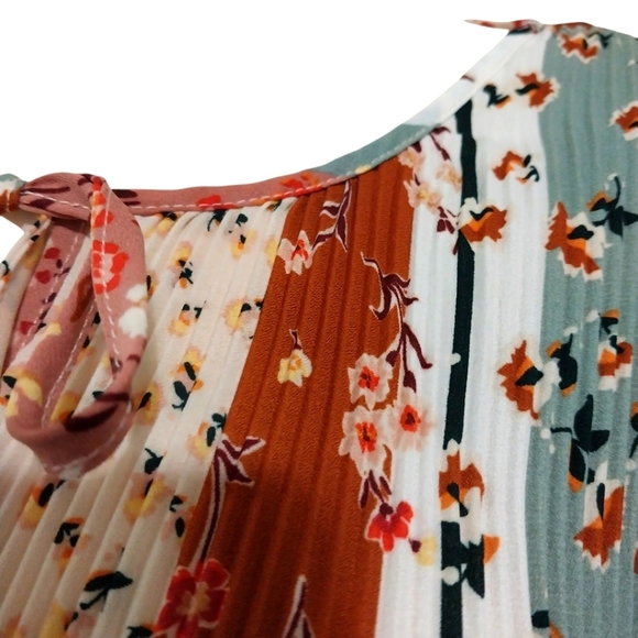 BOGO FREE  Como Vintage Top Pleated Fabric Floral Boho Long Sleeve  Sz XL - Picture 5 of 7